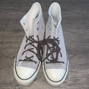 Converse Sherpa lining and grey “suede” material